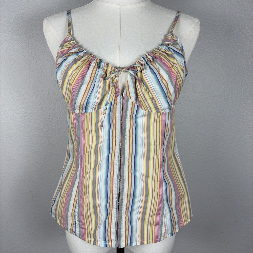 Trina Turk Vintage Y2K Striped Bustier Corset Camisole Top Medium Coquette